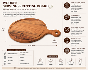Bandeja de Madera para Pizza Hecha a Mano, Tabla de Servir de Madera de Acacia, Bandeja Redonda de Madera para Servir Pizza - Product Image 5