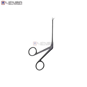 Pinza microajustable tipo cocodrilo con revestimiento negro para instrumentos quirúrgicos de precisión ORL, instrumentos médicos de otología, curvada a la derecha y serrada - Product Image 3