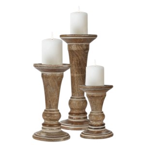 Juego de 3 Portavelas de Madera, Estilo Rústico Natural, para Velas de Pilar, Decoración Navideña - Product Image 5