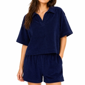 Women Two Piece Set <b>Short</b> Sleeve Polo Shirt And <b>Shorts</b> Summer Casual Lounge Wear Soft Comfortable & Premium Comfort Fabric - Product Image 1