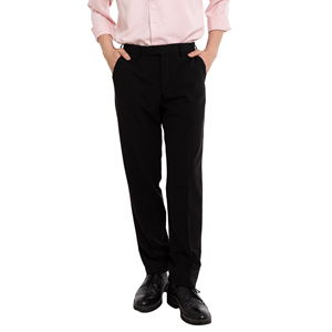 Wholesale ODM Custom Men's Vintage 100% Polyester Oxford Woven Lightweight Mid Waist Pleated Front Button Fly <b>Summer</b> <b>Pants</b> - Product Image 2