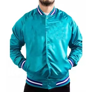 Chaqueta de bombardero unisex de moda de diseñador, chaqueta de bombardero de satén de béisbol con botones bordados con logotipo de apliques personalizados para hombre al por mayor - Product Image 3