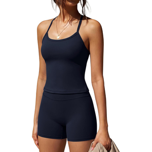 Conjunto de Yoga 2026 Personalizado con Cuello Redondo y Tirantes Finos, Pantalones Cortos de Cintura Alta con Estampado de Puntos, Ropa Deportiva de Dos Piezas Transpirable - Product Image 3
