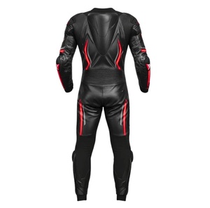 Traje de Motociclismo de Cuero de Alto Rendimiento, Negro y Rojo, de Una Pieza, Blindado, para Carretera y Pista, Fabricante OEM Personalizado, Venta al Por Mayor - Product Image 2