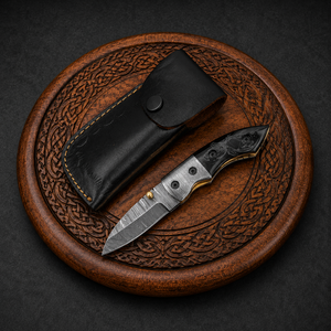 SAZ ENTERPRISES Cuchillo de Bolsillo Plegable de Acero de Damasco Hecho a Mano Personalizado con Hoja Bloqueable de 6.5 Pulgadas, Funda de Cuero, OEM, ODM, Venta al por Mayor, DIY - Product Image 6