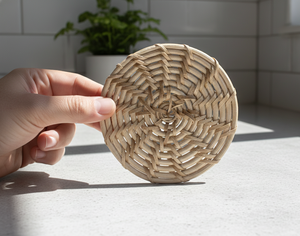 Posavasos Antideslizante de Ratán Tejido Hecho en India, 4 Pulgadas, Acabado Natural, Decoración Rústica Hecha a Mano para Mesa, para Uso en el Hogar, Bodas y Banquetes - Product Image 3