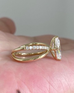 Bague de mariage élégante en or massif 14 carats avec diamant taille marquise serti à griffes, certifié IGI, minimaliste, 1,50 carat, cadeau de fiançailles pour femme - Product Image 5