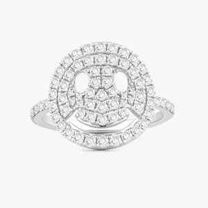 Smiley Face Diamond Statement <b>Ring</b> Custom 10K 14K 18K Solid <b>Gold</b> Unique Pave Set <b>Cocktail</b> <b>Ring</b> Modern Luxury Jewelry Wholesale - Product Image 4