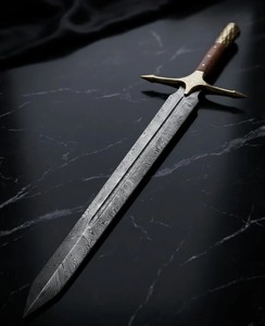 Espada Corta Hecha a Mano de Acero de Damasco, Estilo Vikingo Medieval, Full Tang con Funda, Mini Espada, Espada Vikinga - Product Image 5