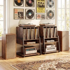 Soporte Giratorio con Ruedas y Tomas de Corriente para Tocadiscos y TV - Product Image 3