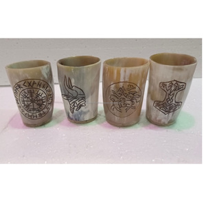 Personalizado exquisito Vintage oso bebiendo Koi taza hecha a mano cuerno Natural corto antiguo tallado estilo Animal negocio perfecto - Product Image 3