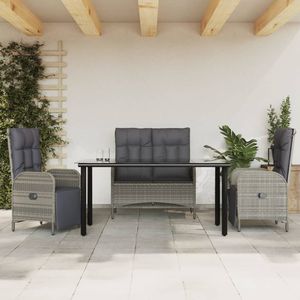<b>Grey</b> Rattan Garden Dining Set 4 Seater Steel <b>Frame</b> Weather Resistant Outdoor Furniture Contemporary Design - Product Image 1