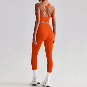 Ensemble de yoga 2 pièces haut de gamme pour femme, ultra-élastique, séchage rapide, écologique, respirant, sculptant, longueur intégrale – Entrepôt américain - Product Image 3