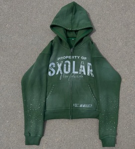 Sweat à capuche noir Eternal Ambitions, style punk surdimensionné, coton French Terry, logo imprimé, poche avant, vêtements d'automne pour hommes - Product Image 4
