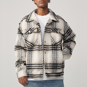Wholesale Winter Streetwear <b>Flannel</b> Shirt <b>Jacket</b> Hooded Long Sleeve Plaid Polyester Lined Breathable Windproof Eco-Friendly - Product Image 5