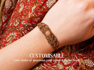 Handmade Macrame <b>Gemstone</b> <b>Bracelet</b> Mix for Jewelry Making Wholesale HARI OM CREATIONS Rajasthan Vintage Buddhist Style - Product Image 3