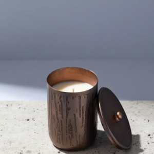 Portavelas decorativo de cobre antiguo con tapa, nuevo diseño, portavelas metálico grabado. - Product Image 1