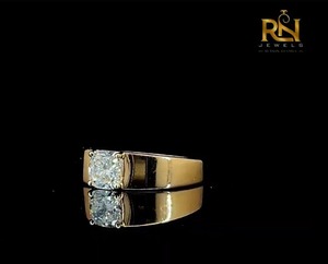 Bague solitaire de luxe pour homme avec diamant de laboratoire taille coussin 2 carats couleur DEF |   Bague solide en or 9K 14K 18K, bijoux fins, taille personnalisée - Product Image 4