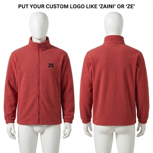 เสื้อแจ็คเก็ตผู้ชายผ้าฟลีซโพลาร์พรีเมียม 300 GSM สีแดงสนิม ซิปเต็มตัว คอตั้ง ปักโลโก้ตามสั่ง พิมพ์ลาย สำหรับฤดูหนาว รับผลิตแบบ OEM ODM - Product Image 1