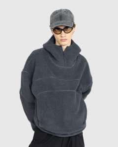 Sweat à capuche Ninja personnalisé brodé, en molleton Sherpa moelleux 100 % coton, demi-zip, épais 500 g/m², idéal pour l'hiver – Vente en gros de qualité supérieure - Product Image 4