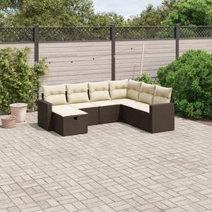 Conjunto de sofás de jardín grandes y modulares de ratán sintético marrón - Product Image 1
