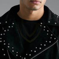 Veste en cuir suédé de mouton pour homme, style streetwear, col montant, imperméable, respirante, hiver