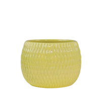 Pot de fleurs en céramique émaillée moderne et écologique avec motif diamant et trou de drainage pour plantes d'intérieur/extérieur, décoration de jardin et de maison