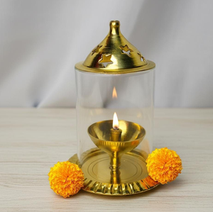 Silver Plated Carved Base Oil Lamp Diya <b>Stand</b> Holder for Home Temple Sacred Puja, available at wholesale prices. - Product Image 3