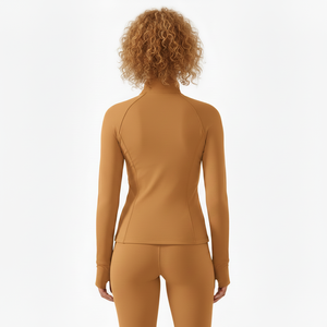 Custom Logo Women's yoga jacket Full <b>Zip</b> High Waist Active Stretch Breathable Yoga Workout Jacket Heat Transfer Plus size Jacket - Product Image 5