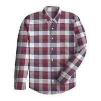 Kemeja Kasual Flanel Katun 100% Lengan Panjang Pria Kerah Kancing Ramah Lingkungan Musim Gugur Grosir Ekspor Premium Laris Manis
