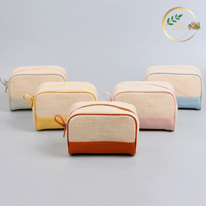 Bolsa de Cosméticos de Yute Ecológica Natural con Cierre, Organizador de Maquillaje Reutilizable, Bolsa de Viaje - Product Image 2