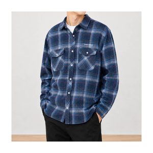 Chemise à carreaux en flanelle brossée pour homme, avec poches, manches ajustables, idéale pour l'hiver - Product Image 1
