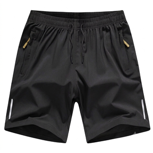 Shorts pour hommes de luxe en tissu respirant de couleur noire unie, séchage rapide, coupe classique, shorts d'été pour hommes avec services OEM ODM - Product Image 1