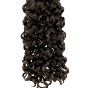 100% Remy Weft <b>Brown</b> Black <b>Curly</b> Hair Natural Wave Texture Human Hair Weft Soft Full Volume - Product Image 4