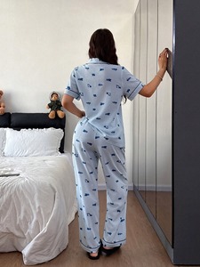 Conjunto de Pijamas de Verano para Mujer de Alta Calidad, 2 Piezas, Ropa de Dormir Ligera, 100% Seda, Ecológica, Transpirable, Térmica - Product Image 2