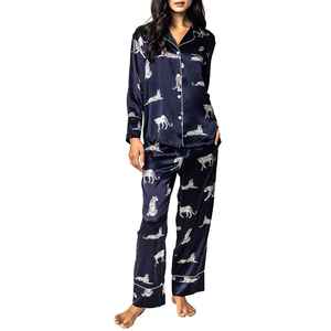 Wholesale Luxury Mujer Long Sleeve Satin Nightgown Plain <b>Pyjama</b> Set Women's Sleepwear Silk Pajamas <b>for</b> Women - Product Image 1