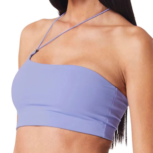Haut de sport sans couture pour femme, couleur unie, sans armatures, dos nu, en Spandex et Nylon, coupe courte, sexy, pour toutes les saisons - Product Image 3