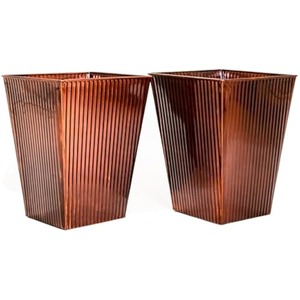 Jardinière en métal cannelé élégante et décorative pour plantes d'intérieur et d'extérieur, idéale pour la maison, le balcon, le salon, le bureau - Product Image 3