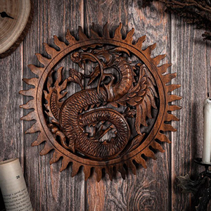 Handmade Decorative Dragon Wood Sculpture Premium Dragon Figurine Hand Carved Craft Wholesale Wooden Dragon Home Decoration - Product Image 5