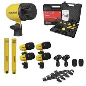 Kit de Micrófonos de Batería de 5 Núcleos, 7 Piezas, Micrófonos de Batería Totalmente Metálicos, Tom/Snare y Platillos, Juego de Micrófonos con Cable para Instrumentos de Percusión - Product Image 1