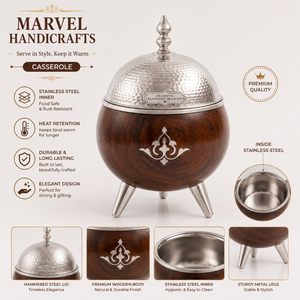 Tarro de Madera de Lujo para Frutos Secos con Tapa Metálica Martillada, Contenedor Decorativo para Aperitivos y Dulces para el Hogar, Cocina, Hotel, Regalo o Servicio - Product Image 2