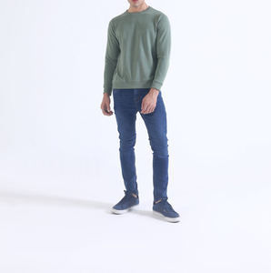Nouveaux sweat-shirts amples de couleur vert foncé, design uni, 100% coton pur, col côtelé, style oversize, pour un usage décontracté - Product Image 3