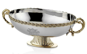 Handmade Stainless Steel Large <b>Punch</b> Wine <b>Bowl</b> with Brass Beaded Rim Elegant Gold Trim 5L Capacity Parties Events Decorative - Product Image 5