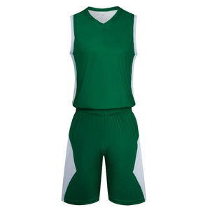 Unisex Green Basketball Jersey Set Sleeveless <b>V</b>-<b>Neck</b> Moisture Wicking Polyester Shorts Elastic Waist All Seasons - Product Image 3
