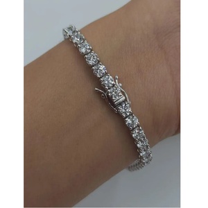 Pulsera de tenis de plata de ley 925 de calidad premium, chapada en oro rosa, con diamantes, cierre seguro, joyería brillante de alta calidad para - Product Image 2