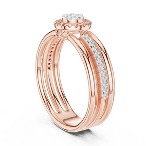 Ensemble de bagues en diamant rond de luxe cultivé en laboratoire, or rose 18 carats plaqué rhodium, pour fiançailles, mariage, fête, usage quotidien, femme - Product Image 2