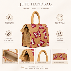 Bolsa de Compras de Yute a la Moda |   Bolsa de Transporte Reutilizable Multiusos con Cierre de Cremallera y Asas Resistentes, Ecológica para Uso Diario - Product Image 5