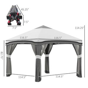 Gazebo Pop-up Grigio 10x10 con Rete, Pieghevole e Regolabile in Altezza, Include Borsa per il Trasporto e 4 Sacchi di Sabbia - Product Image 3