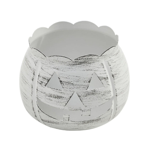 Halloween Lantern Pumpkin <b>Candle</b> Holder Antique White Fall Tabletop Decor Votive Holders White Metal Votive - Product Image 2