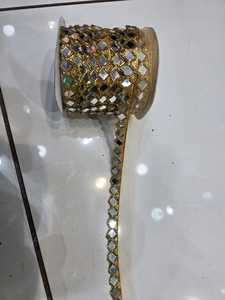 Bordure décorative en maille de strass diamantés avec perles miroir dorées, écologique, thermocollante et à coudre, à dos plat, pour vêtements et artisanat - Product Image 4